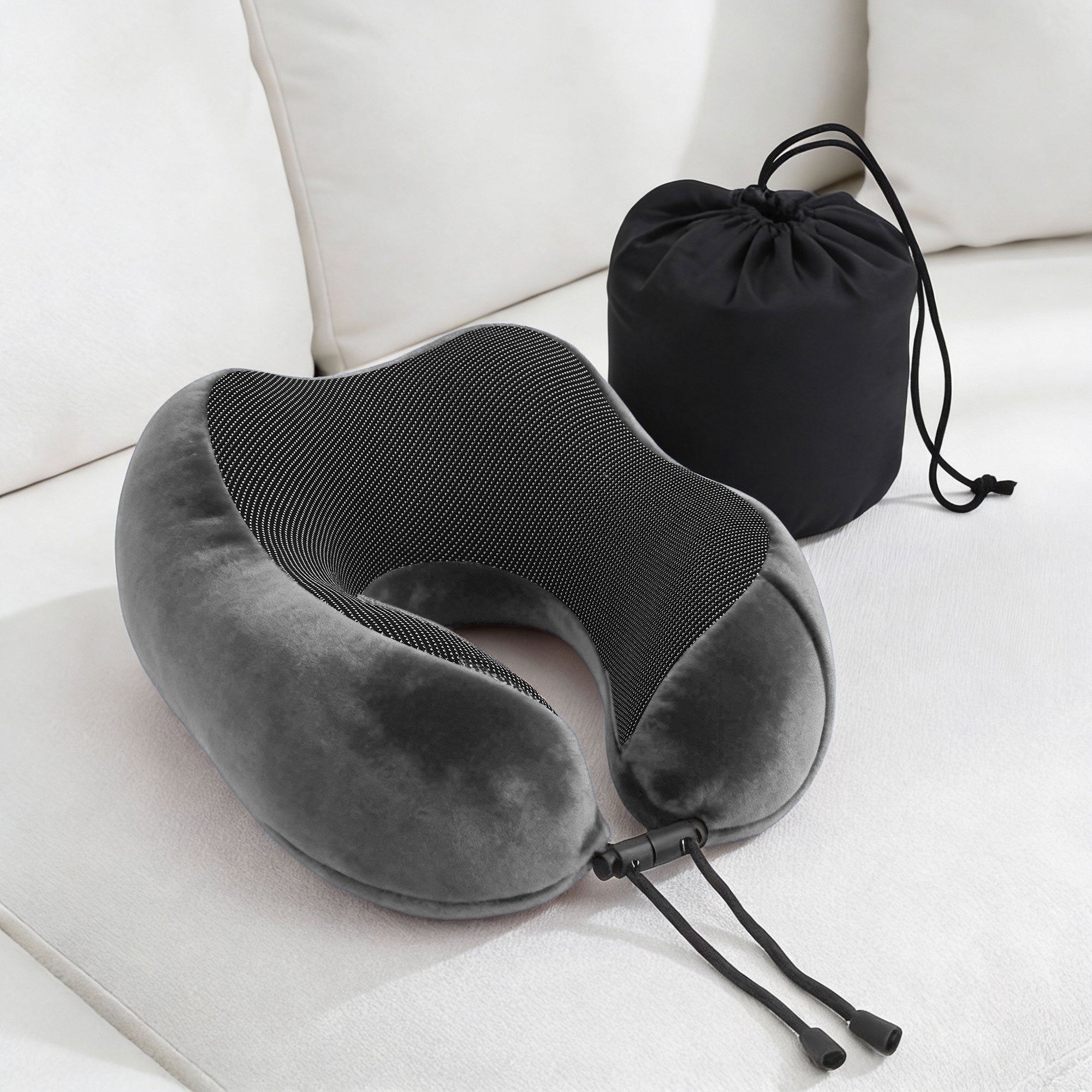 Wanderlite Travel Pillow for Airplanes Memory Foam Neck Pillows for Traveling, Soft & Washable Cover with Storage Bag, Portable Plane Accessories for