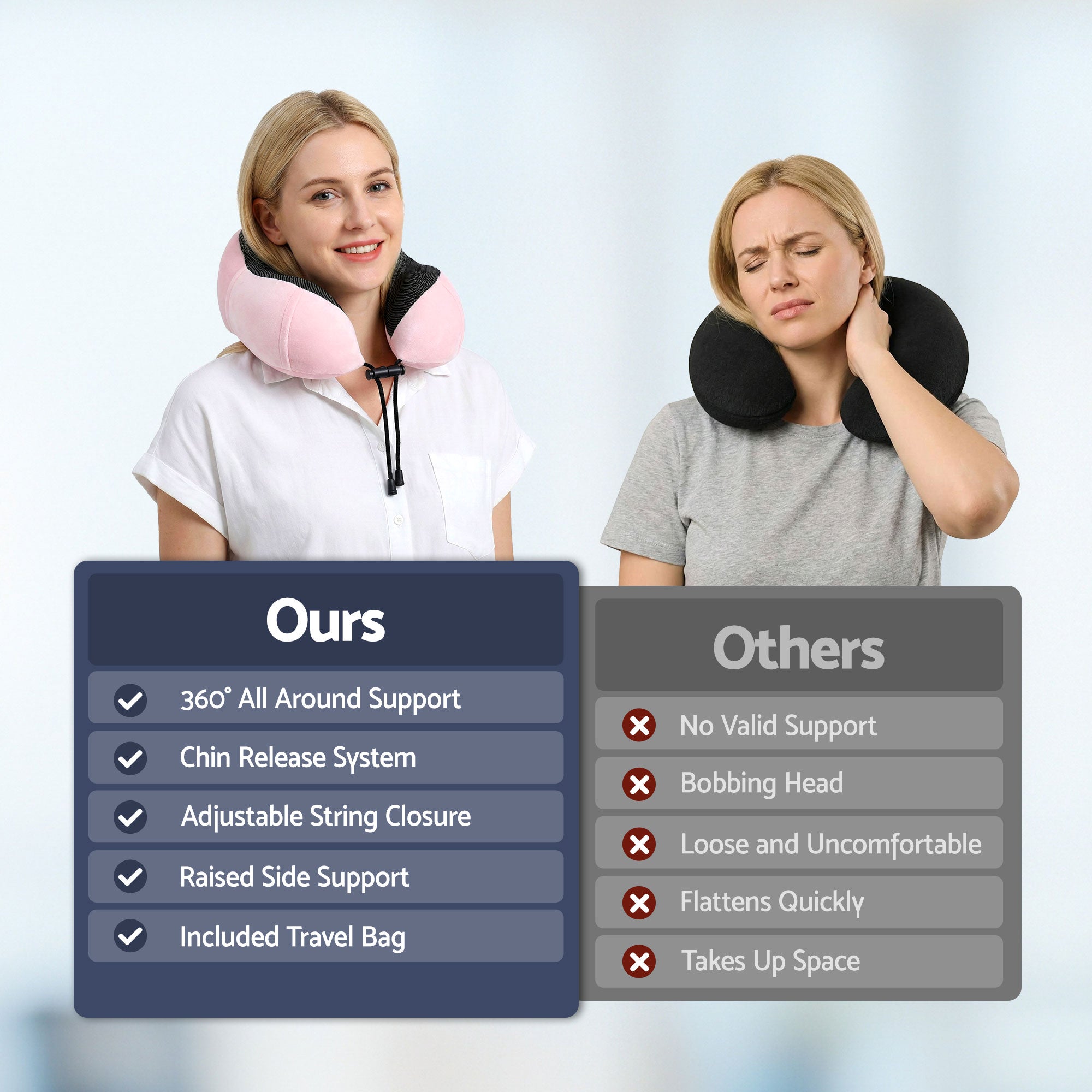 Wanderlite Travel Pillow for Airplanes Memory Foam Neck Pillows for Traveling, Soft & Washable Cover with Storage Bag, Portable Plane Accessories for