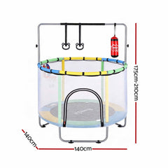 Everfit 55inch Trampoline Kids Rebounder with Basketball Set Sandbag Boxing Game