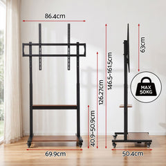 Artiss Mobile TV Stand for 40-100 Inch TVs Cart with Wheels Adjustable Shelves