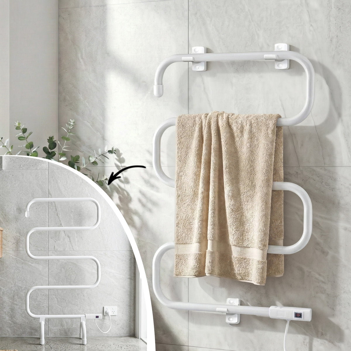 Devanti Heated Towel Rail Freestanding Wall Mounted Free Delivery