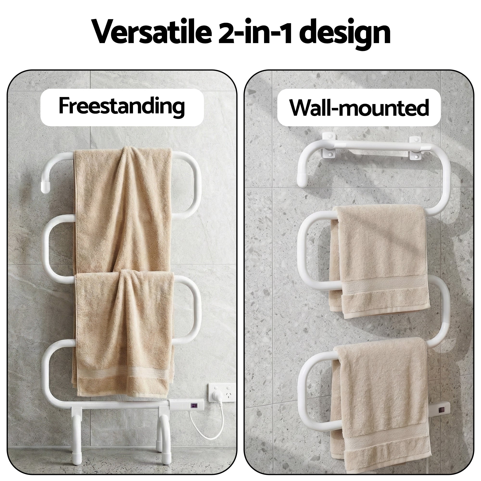 Devanti Heated Towel Rail Freestanding Wall Mounted Free Delivery