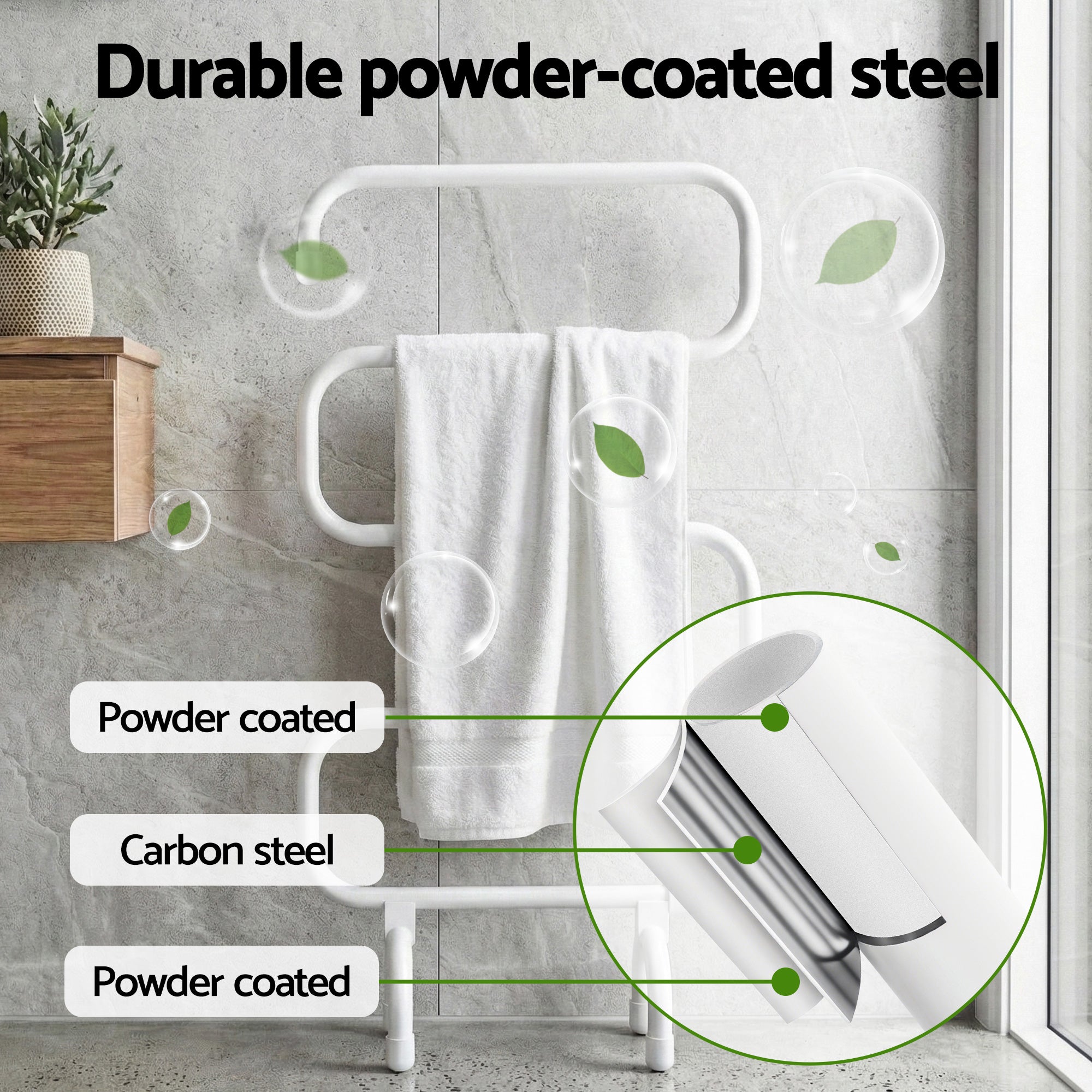 Devanti Heated Towel Rail Freestanding Wall Mounted Free Delivery