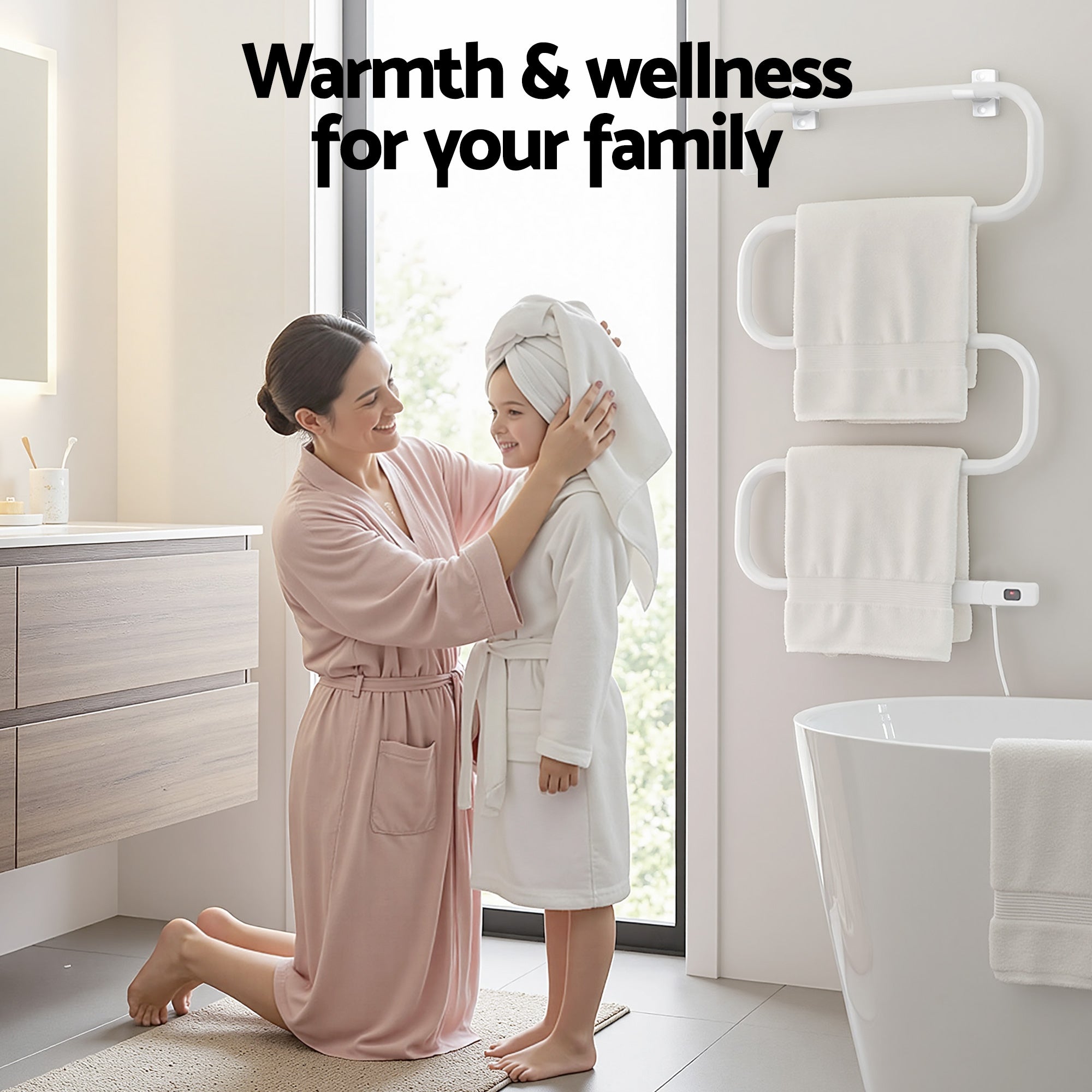 Devanti Heated Towel Rail Freestanding Wall Mounted Free Delivery
