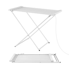 Devanti Heated Towel Rail Electric Clothes Airer Foldable Drying Rack 8 Bars