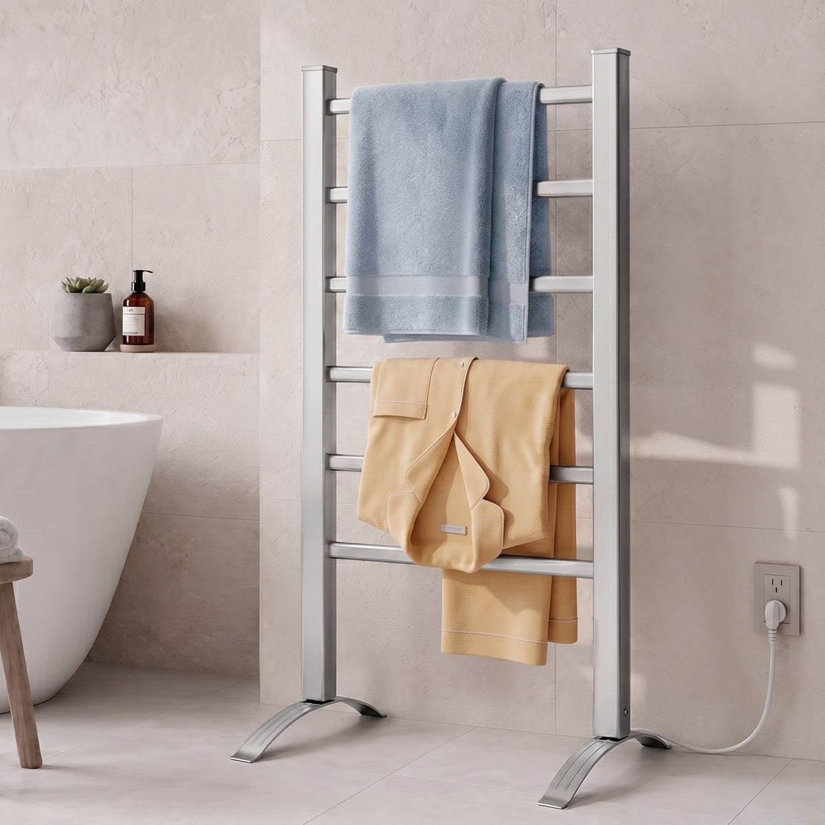 Devanti Electric Heated Towel Rail Rack 6 Bars with Timer Clothes Dry Warmer