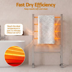 Devanti Electric Heated Towel Rail Rack 6 Bars with Timer Clothes Dry Warmer