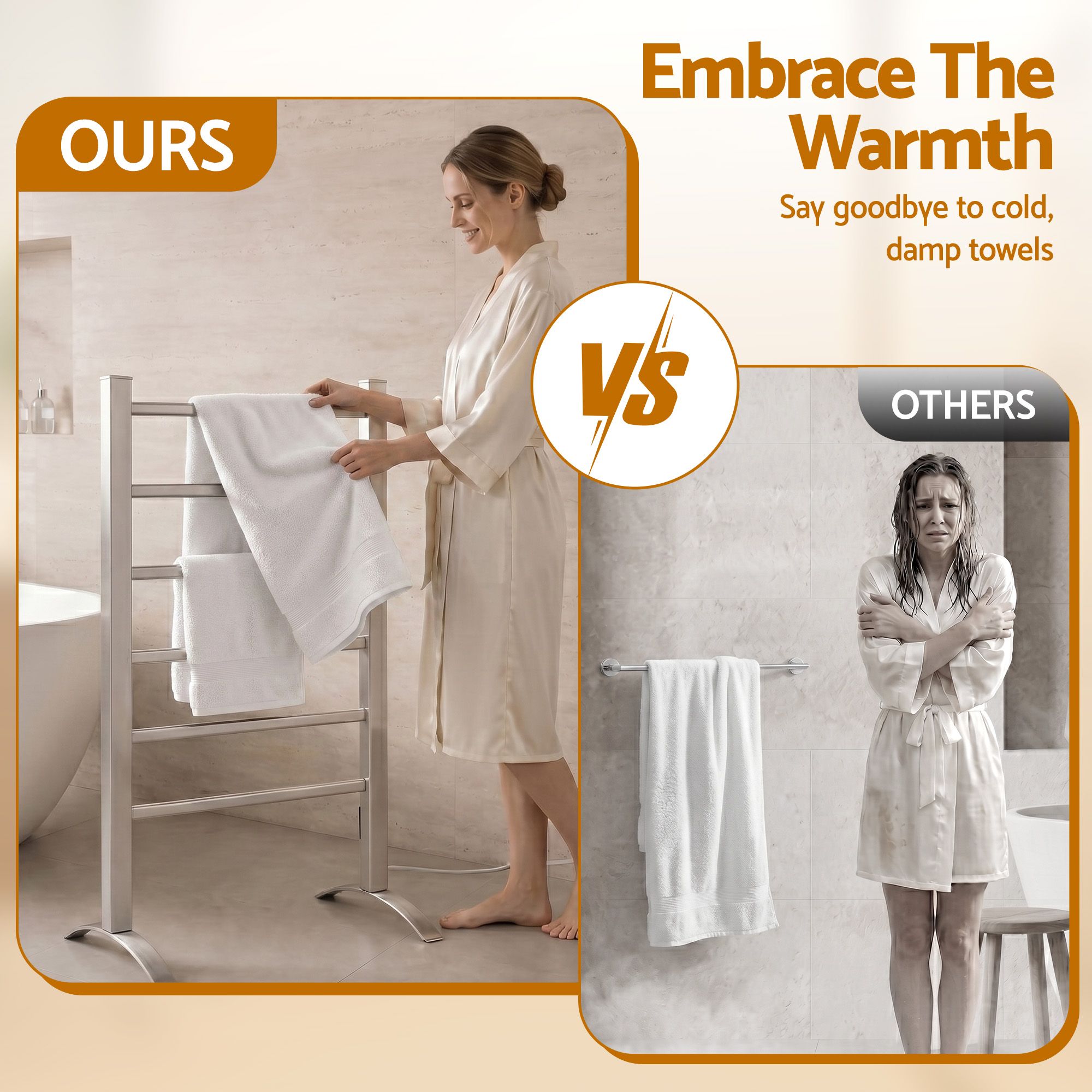 Devanti Electric Heated Towel Rail Rack 6 Bars with Timer Clothes Dry Warmer