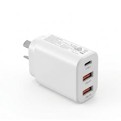 Devanti USB C Charger 30W Fast Charger 3 Port PD Charging Block White