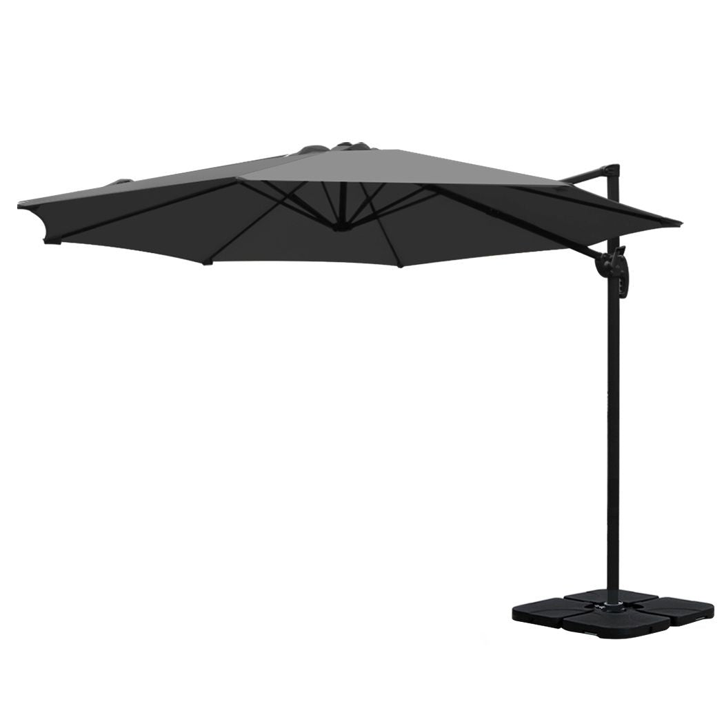 Instahut 3m Outdoor Umbrella w/Base Cantilever Beach Roma 360 Degree Tilt