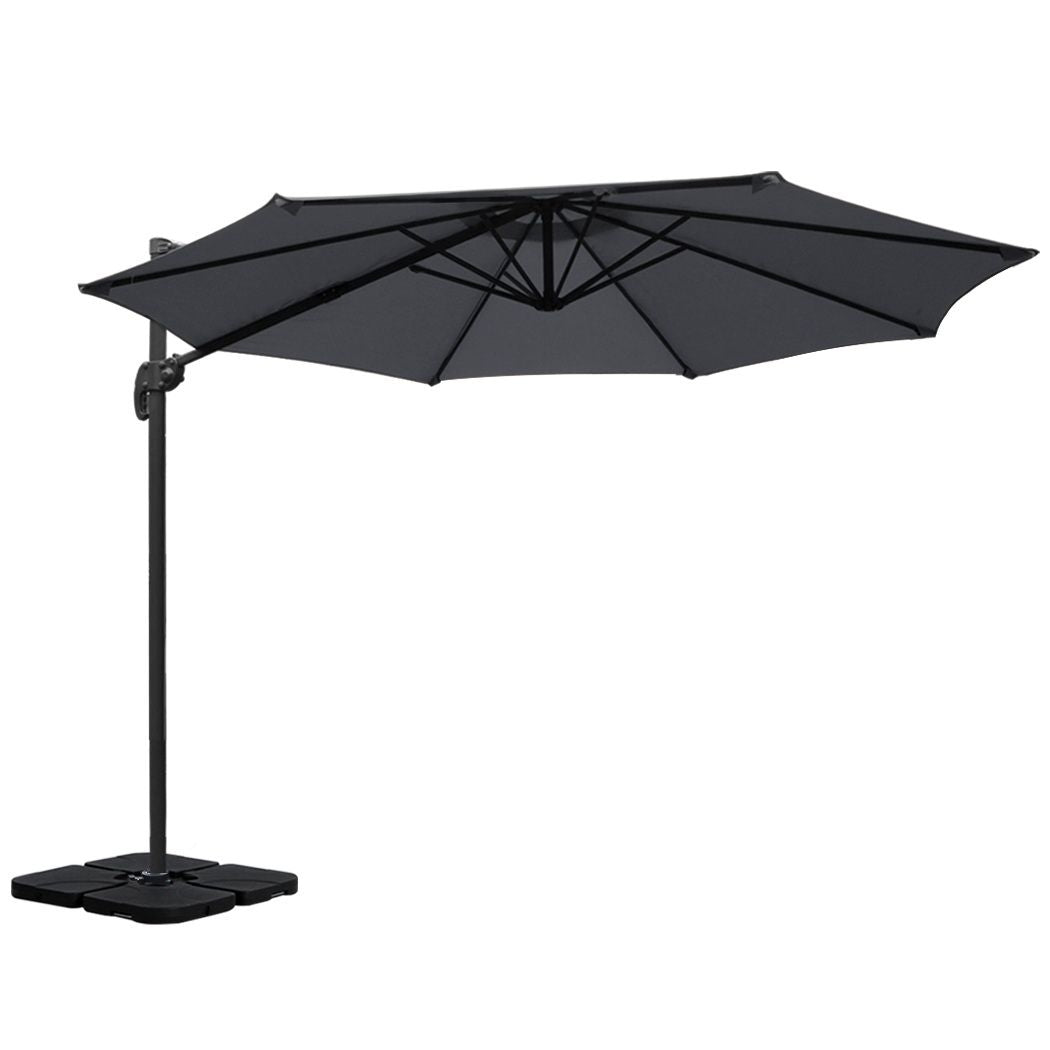 Instahut 3m Outdoor Umbrella w/Base Cantilever Beach Roma 360 Degree Tilt