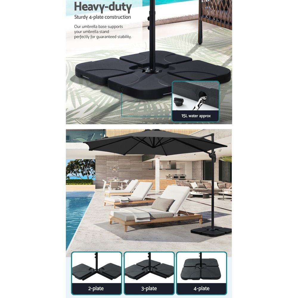 Instahut 3m Outdoor Umbrella w/Base Cantilever Beach Roma 360 Degree Tilt
