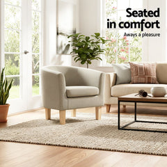 Artiss Armchair Tub Chair Beige Abby