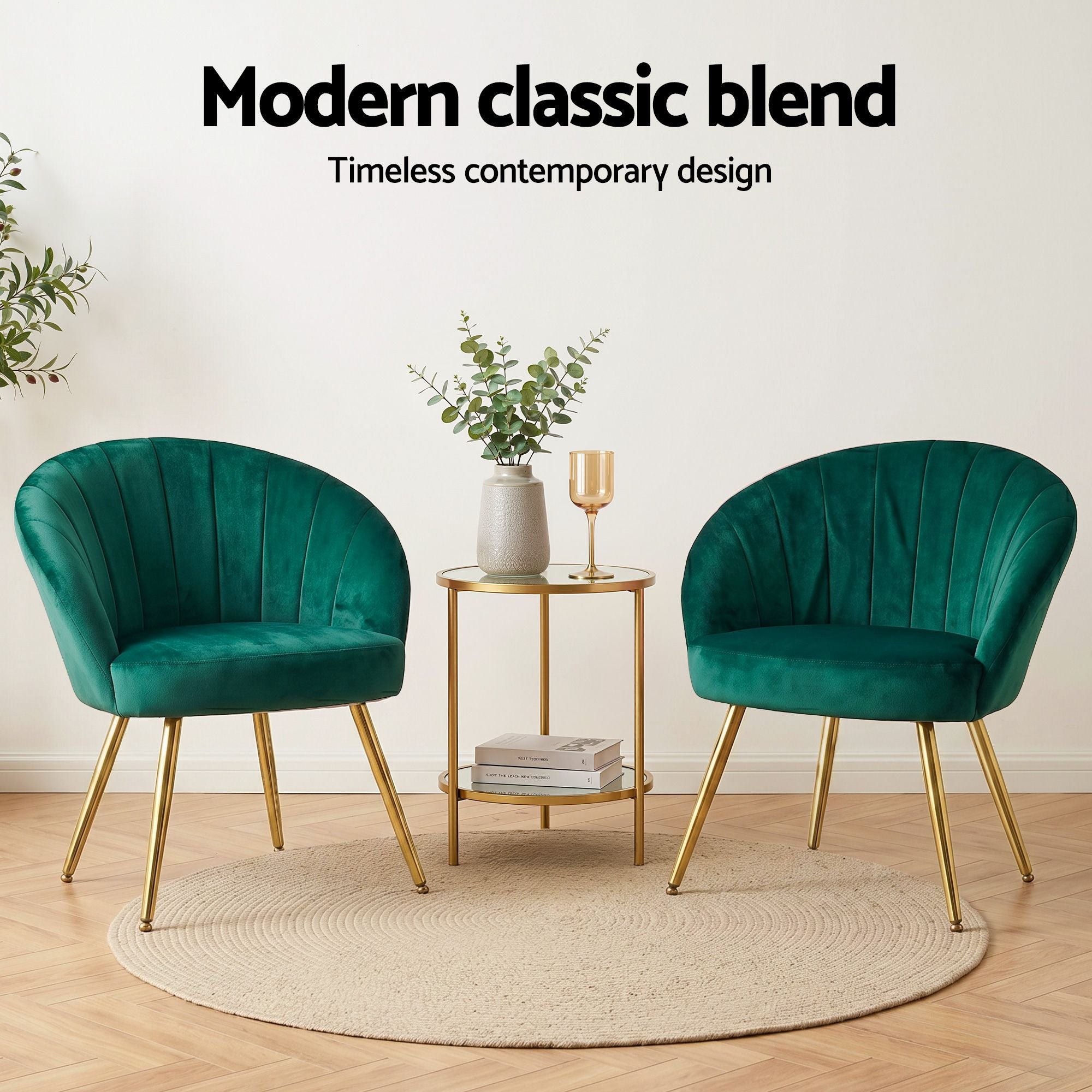 Artiss Armchair Velvet Green Eloise
