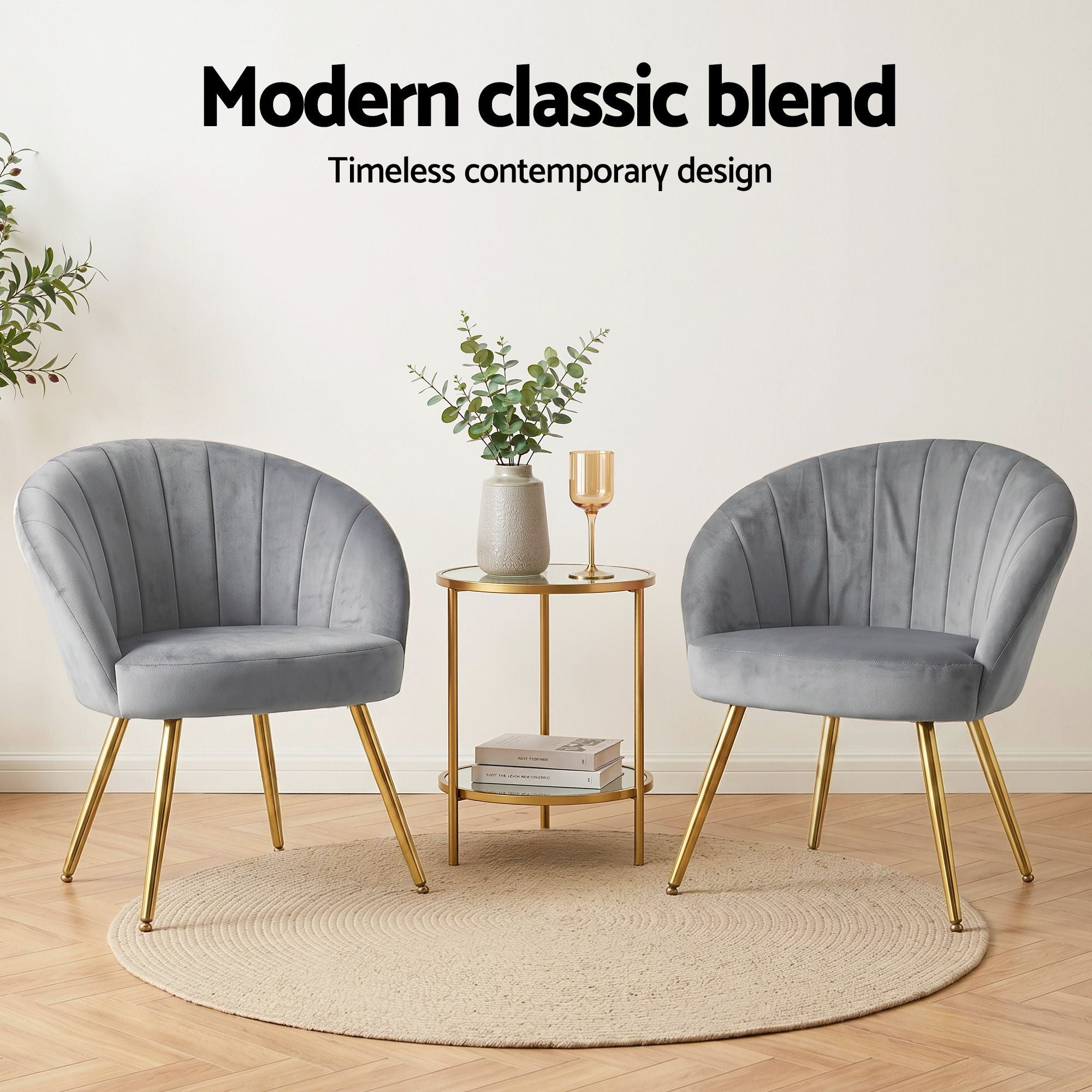 Artiss Armchair Velvet Grey Eloise