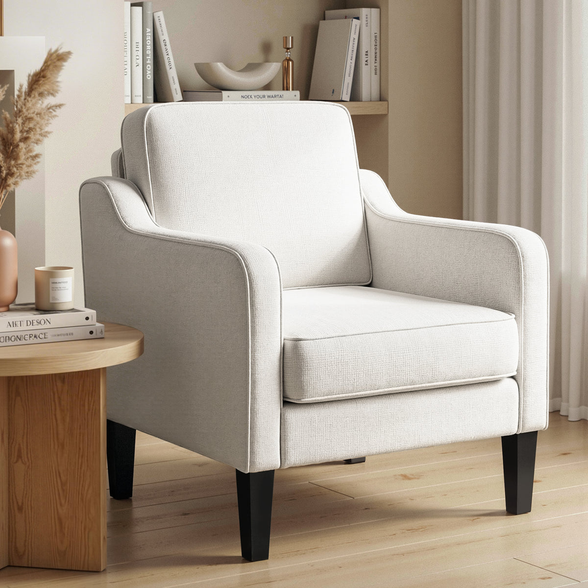 Artiss Armchair Lounge Accent Chair Linen Fabric Beige
