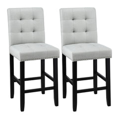 Artiss Set of 2 Bar Stools Kitchen Dining Chairs Counter Fabric Stool Wooden Ada Grey
