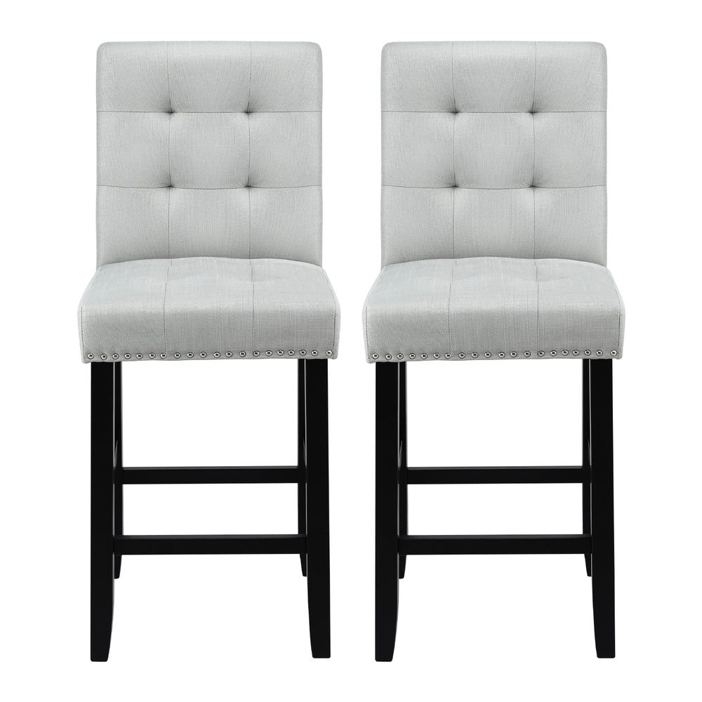 Artiss Set of 2 Bar Stools Kitchen Dining Chairs Counter Fabric Stool Wooden Ada Grey