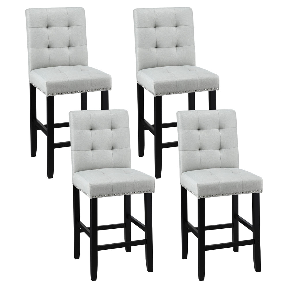 Artiss Set of 4 Bar Stools Kitchen Dining Chairs Counter Fabric Stool Wooden Ada Grey