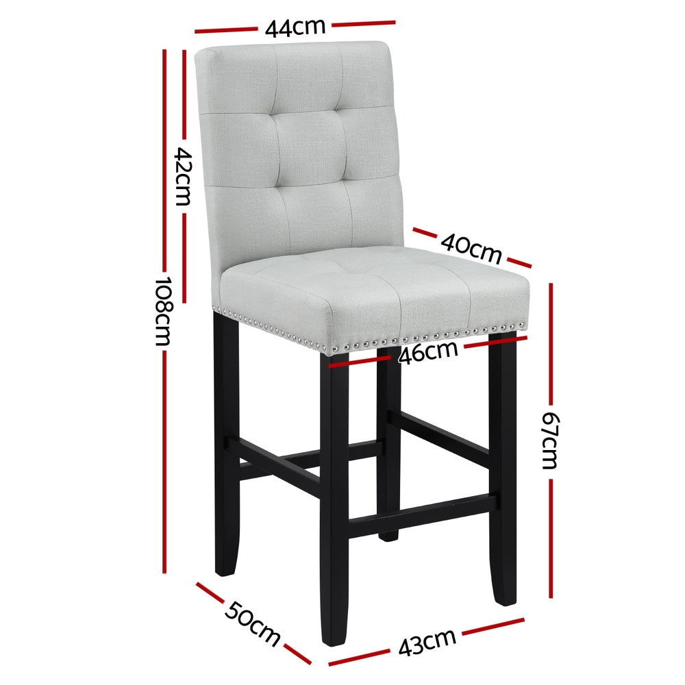 Artiss Set of 4 Bar Stools Kitchen Dining Chairs Counter Fabric Stool Wooden Ada Grey