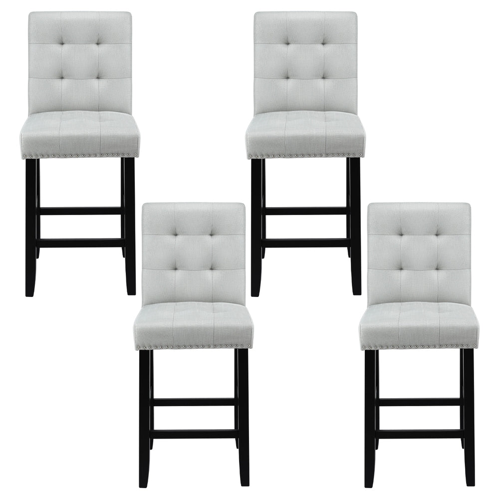 Artiss Set of 4 Bar Stools Kitchen Dining Chairs Counter Fabric Stool Wooden Ada Grey