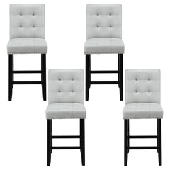 Artiss Set of 4 Bar Stools Kitchen Dining Chairs Counter Fabric Stool Wooden Ada Grey
