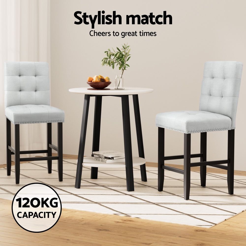 Artiss Set of 4 Bar Stools Kitchen Dining Chairs Counter Fabric Stool Wooden Ada Grey