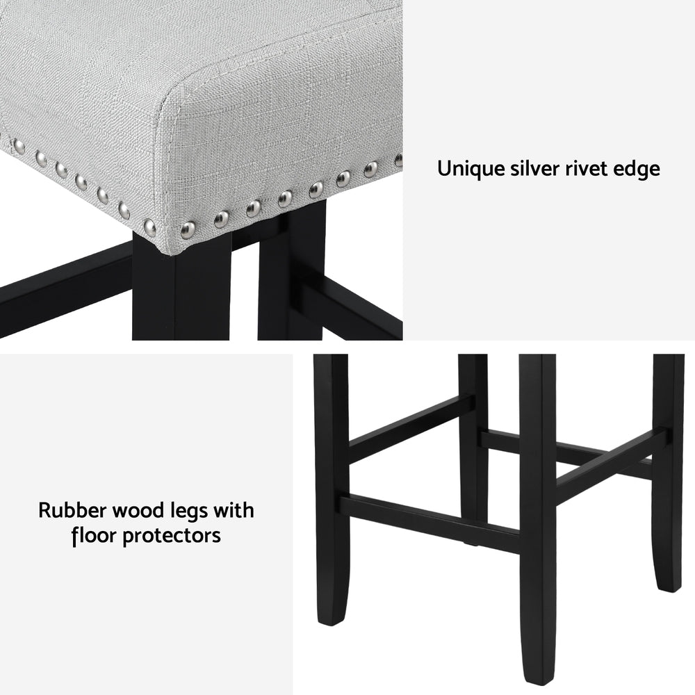 Artiss Set of 4 Bar Stools Kitchen Dining Chairs Counter Fabric Stool Wooden Ada Grey