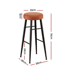 Artiss Set of 2 Bar Stools Kitchen Dining Chairs Counter Round PU Leather Lane Brown