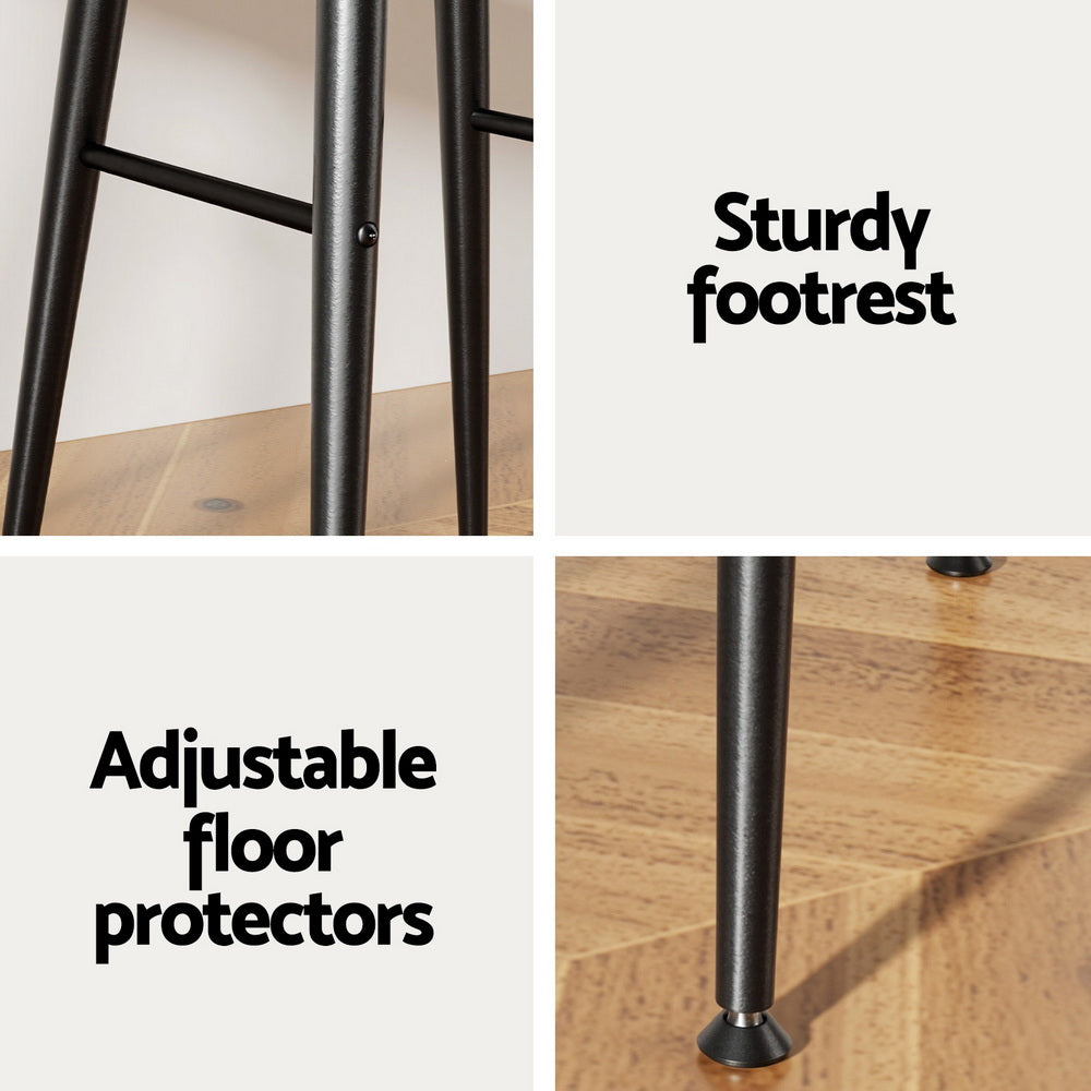 Artiss Set of 2 Bar Stools Kitchen Dining Chairs Counter Round PU Leather Lane Brown