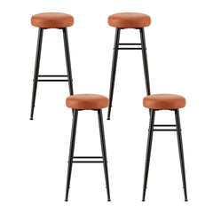 Artiss Set of 4 Bar Stools Kitchen Dining Chairs Counter Round PU leather Lane Brown