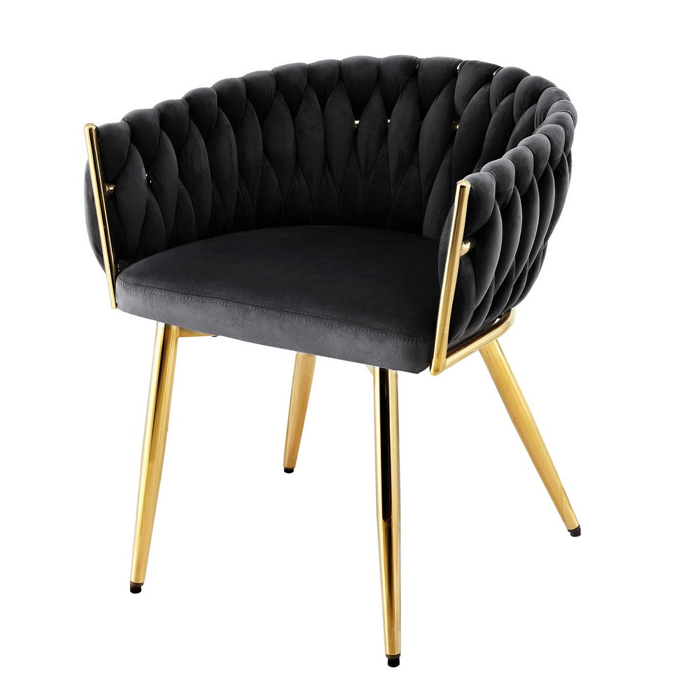 Artiss Set of 1 Dining Chair Armchair Cafe Kitchen Lounge Chairs Velvet Weaving Black