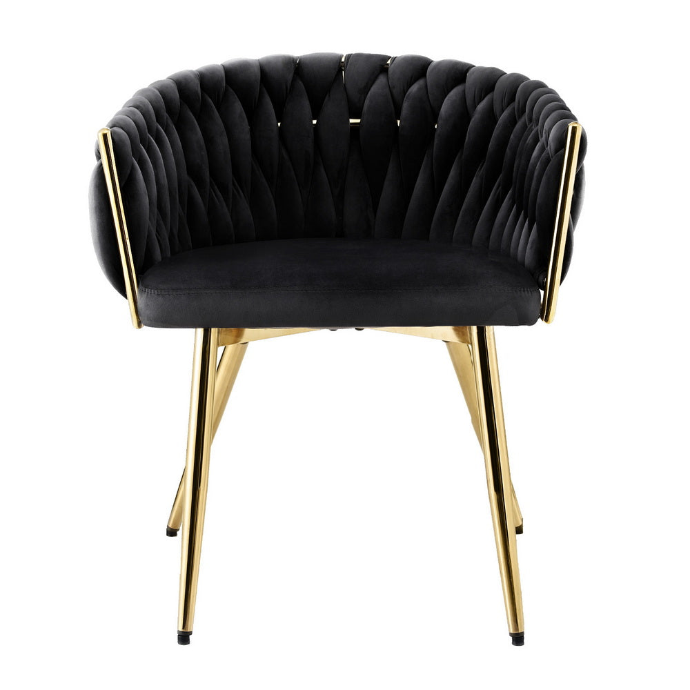 Artiss Set of 1 Dining Chair Armchair Cafe Kitchen Lounge Chairs Velvet Weaving Black