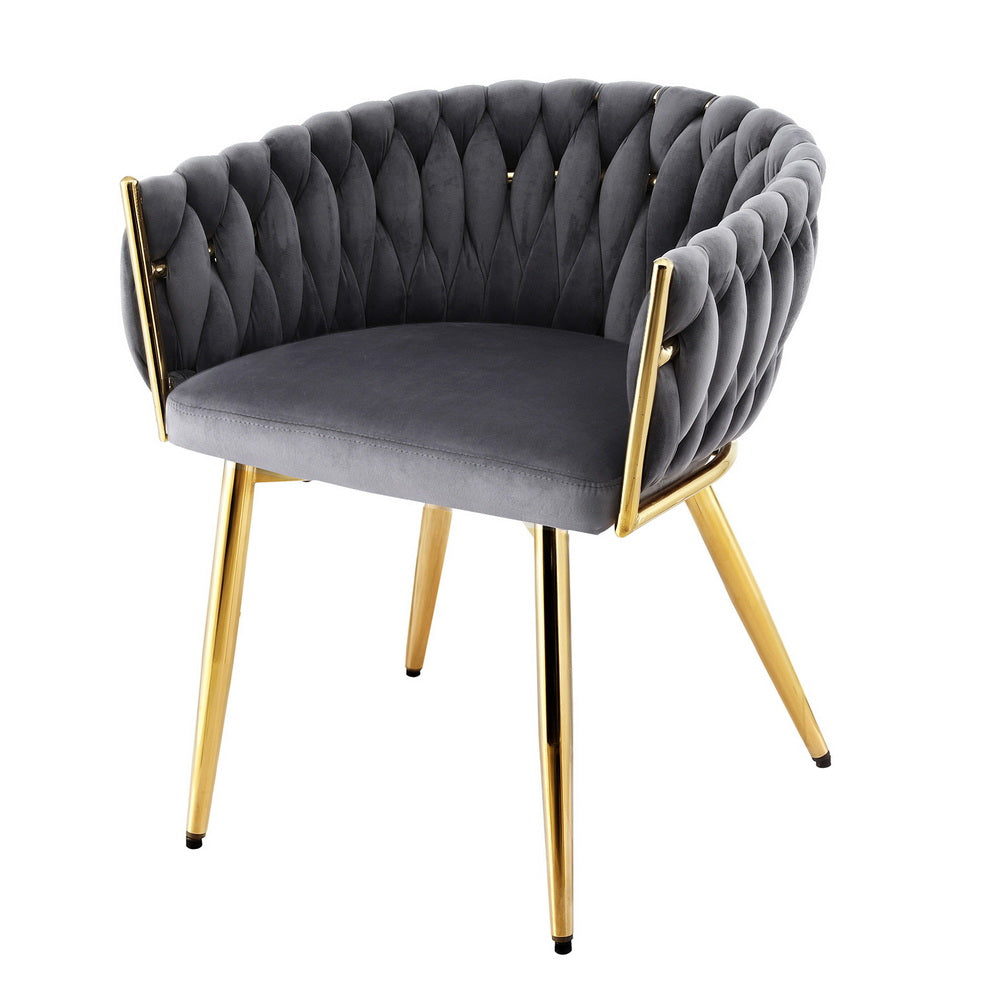 Artiss Set of 1 Dining Chair Armchair Cafe Kitchen Lounge Chairs Velvet Weaving Grey