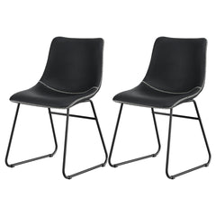 Artiss Set of 2 Dining Chairs Retro PU Leather Kitchen Lounge Cafe Accent Chair Black