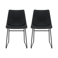 Artiss Set of 2 Dining Chairs Retro PU Leather Kitchen Lounge Cafe Accent Chair Black