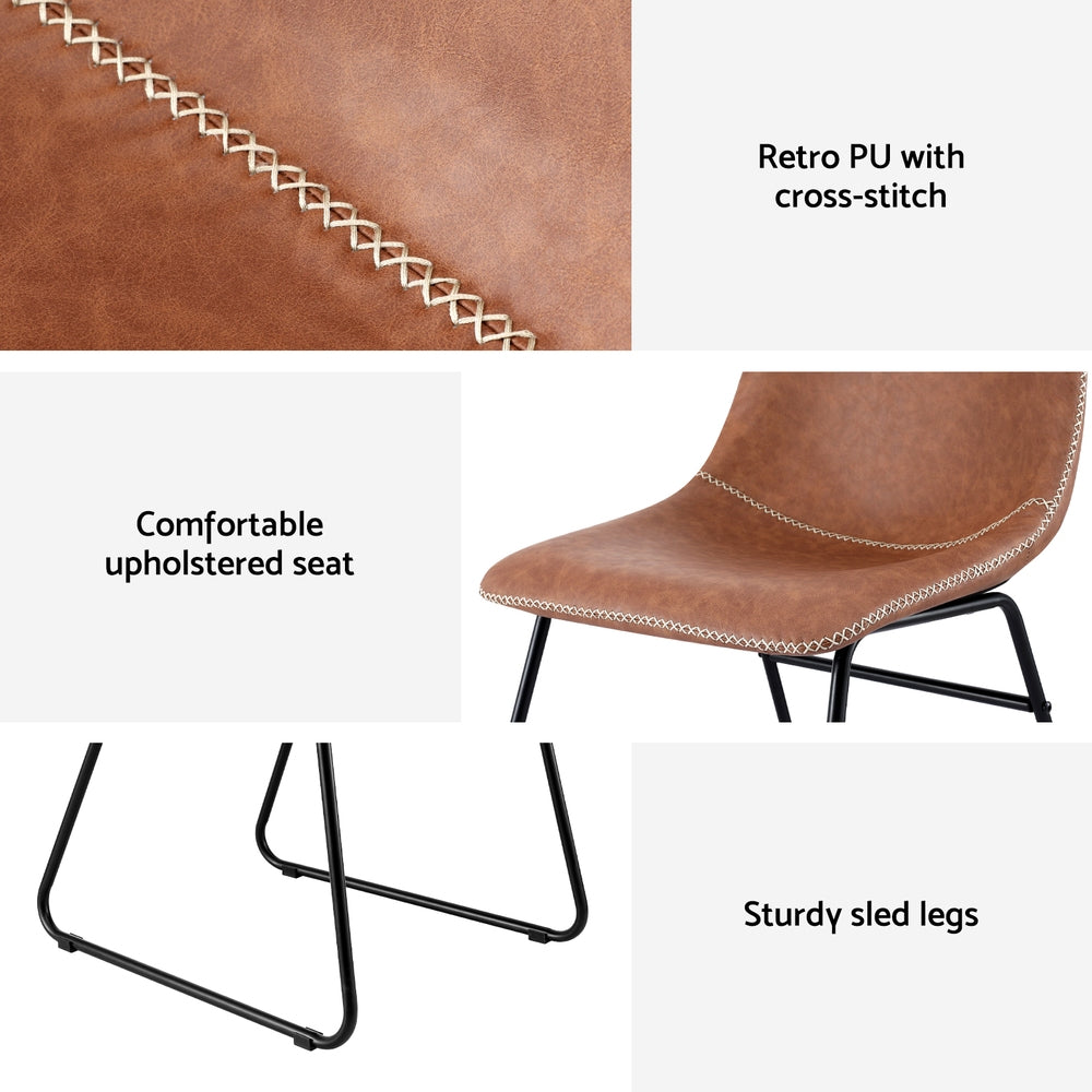 Artiss 4x Dining Chairs Retro PU Leather Kitchen Lounge Cafe Accent Chair Brown