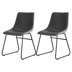 Artiss Set of 2 Dining Chairs Retro PU Leather Kitchen Lounge Cafe Accent Chair Grey