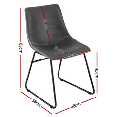 Artiss Set of 2 Dining Chairs Retro PU Leather Kitchen Lounge Cafe Accent Chair Grey