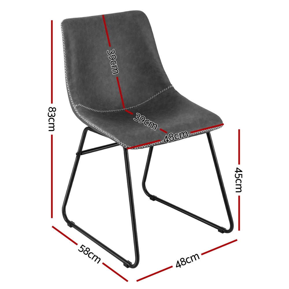 Artiss Set of 4 Dining Chairs Retro PU Leather Kitchen Lounge Cafe Accent Chair Grey