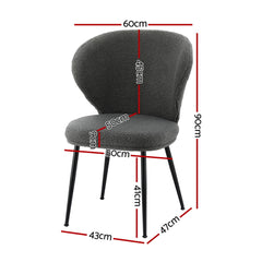 Artiss Set of 2 Dining Chairs Sherpa Boucle Wing Back Grey