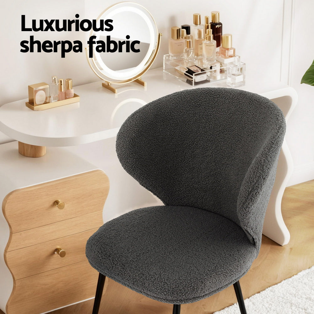 Artiss Set of 4 Dining Chairs Sherpa Boucle Wing Back Grey