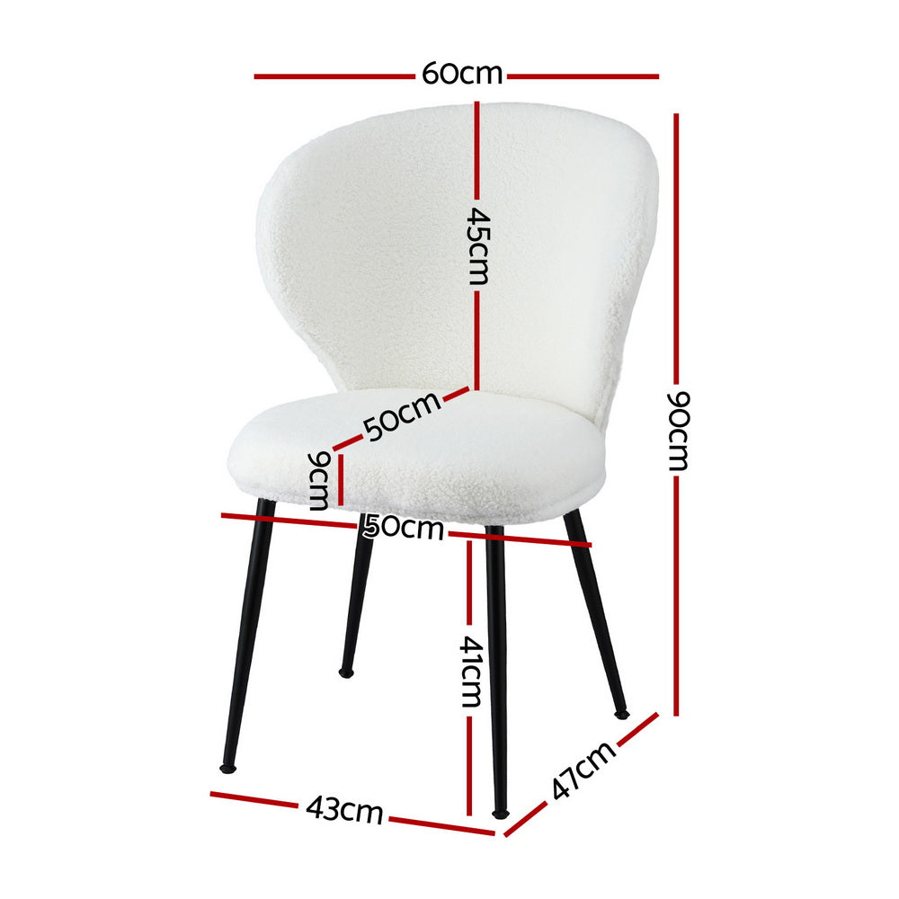 Artiss Set of 2 Dining Chairs Sherpa Boucle Wing Back White