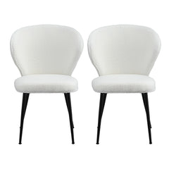 Artiss Set of 2 Dining Chairs Sherpa Boucle Wing Back White