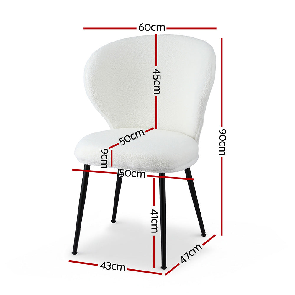 Artiss Set of 4 Dining Chairs Sherpa Boucle Wing Back White