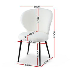 Artiss Set of 4 Dining Chairs Sherpa Boucle Wing Back White