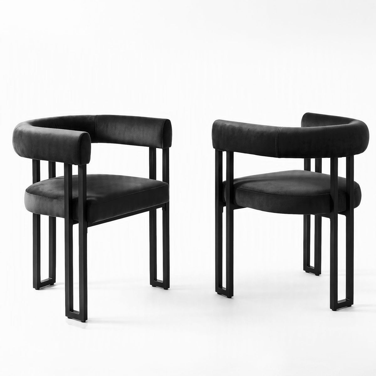 Artiss Dining Chairs Set of 2 Velvet Upholstered Barrel Chairs with Curved