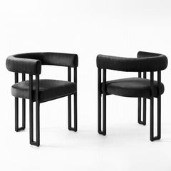 Artiss Dining Chairs Set of 2 Velvet Upholstered Barrel Chairs with Curved