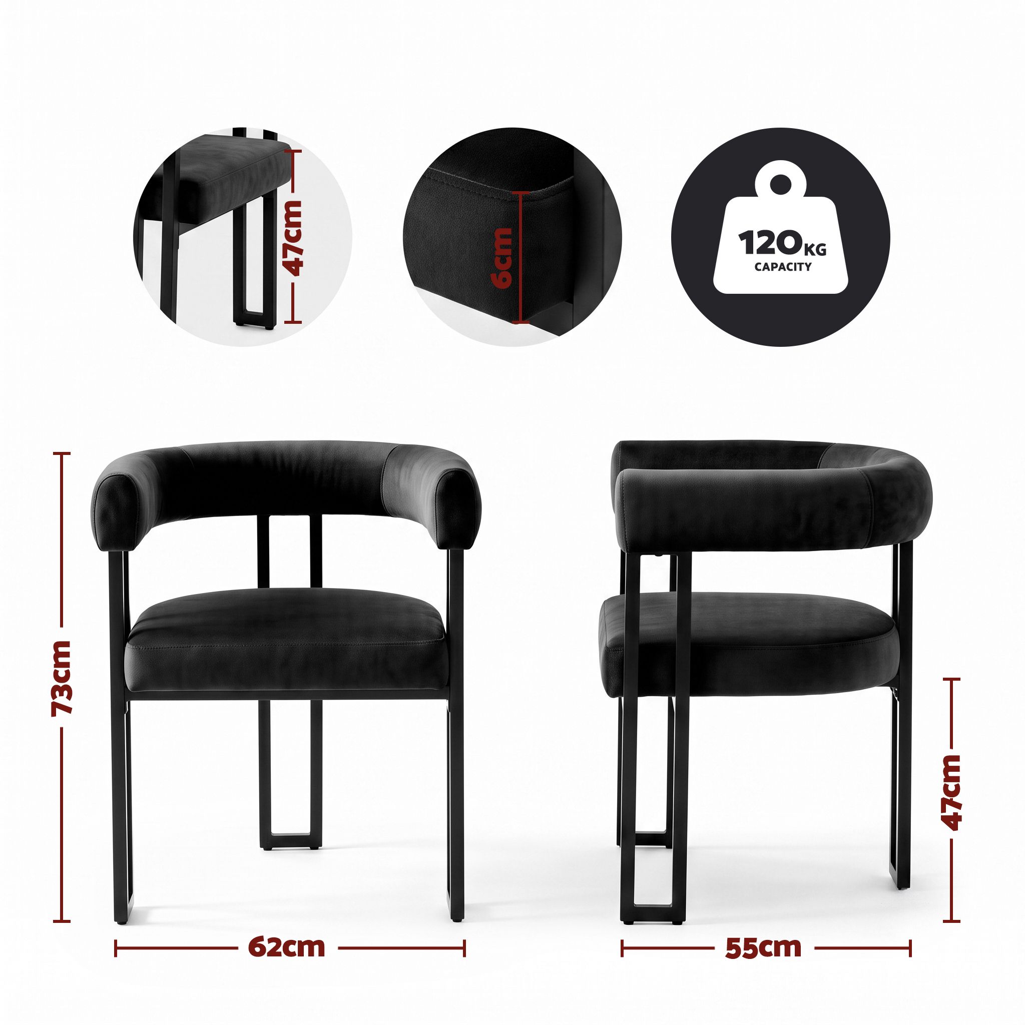 Artiss Dining Chairs Set of 2 Velvet Upholstered Barrel Chairs with Curved