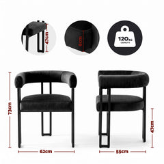 Artiss Dining Chairs Set of 2 Velvet Upholstered Barrel Chairs with Curved